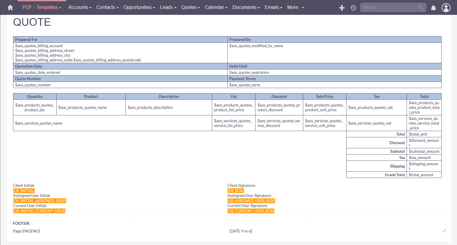 SuiteCRM for DocuSign