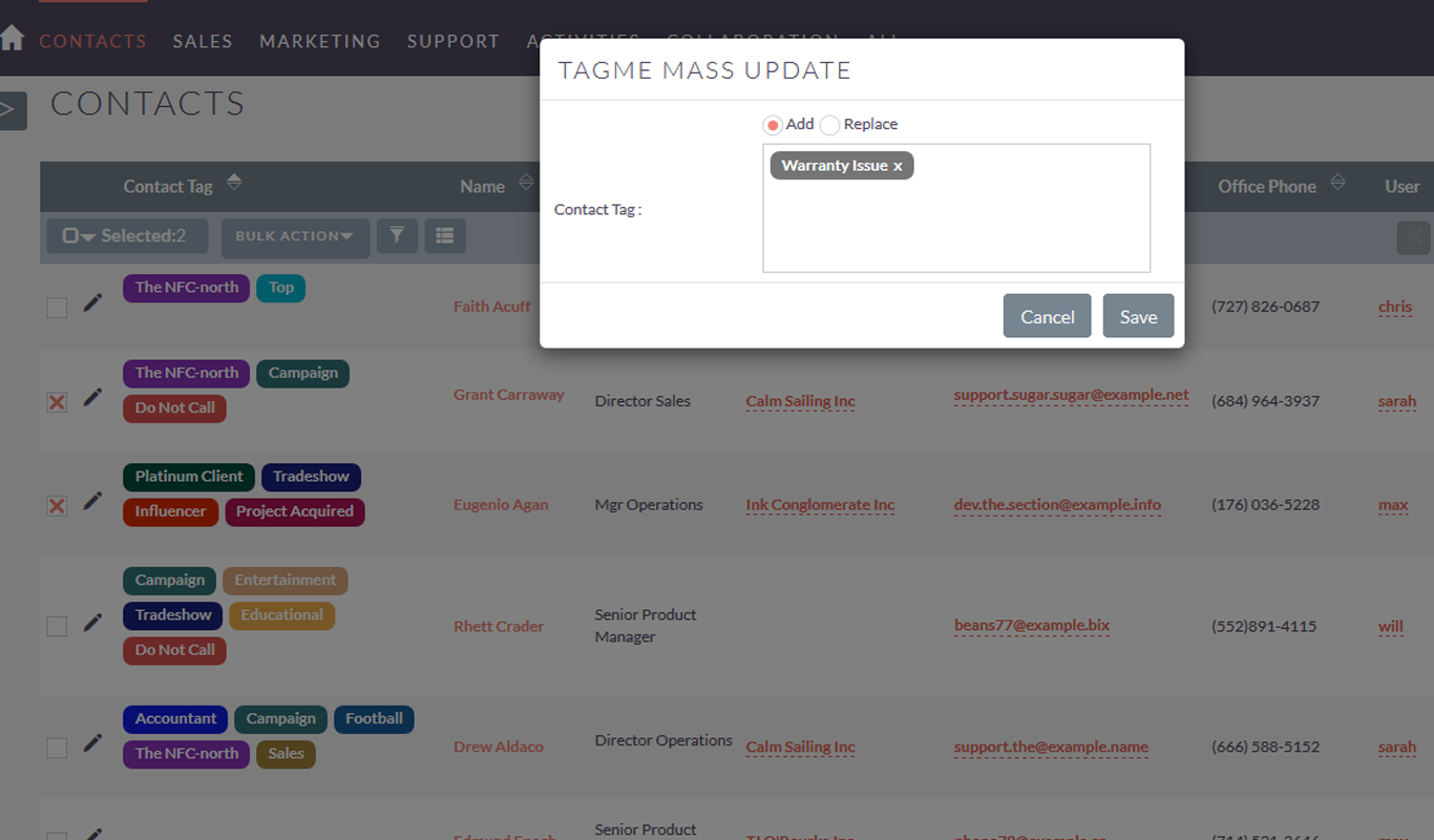 Mass update tags in suiteCRM