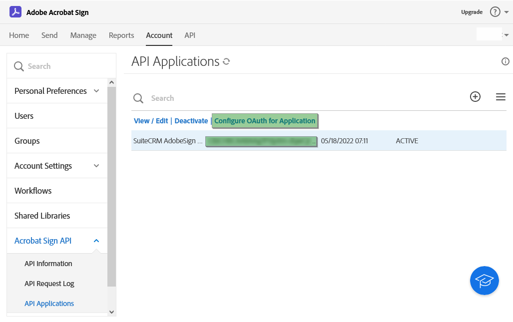 Adobe Sign configure OAuth