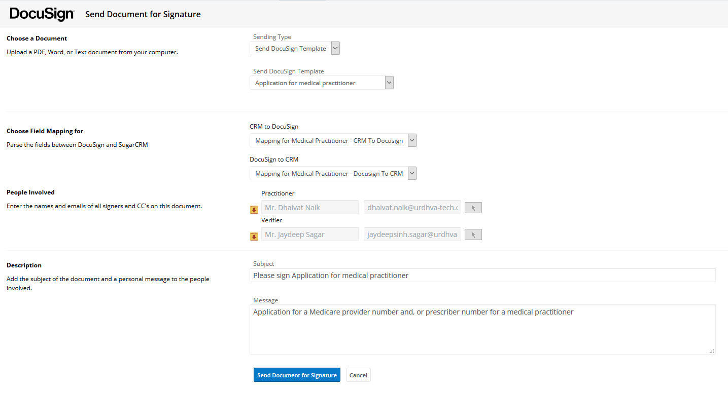 SugarCRM for DocuSign