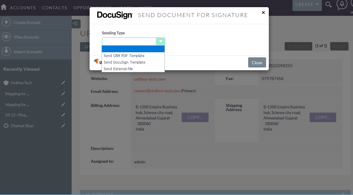 SuiteCRM for DocuSign