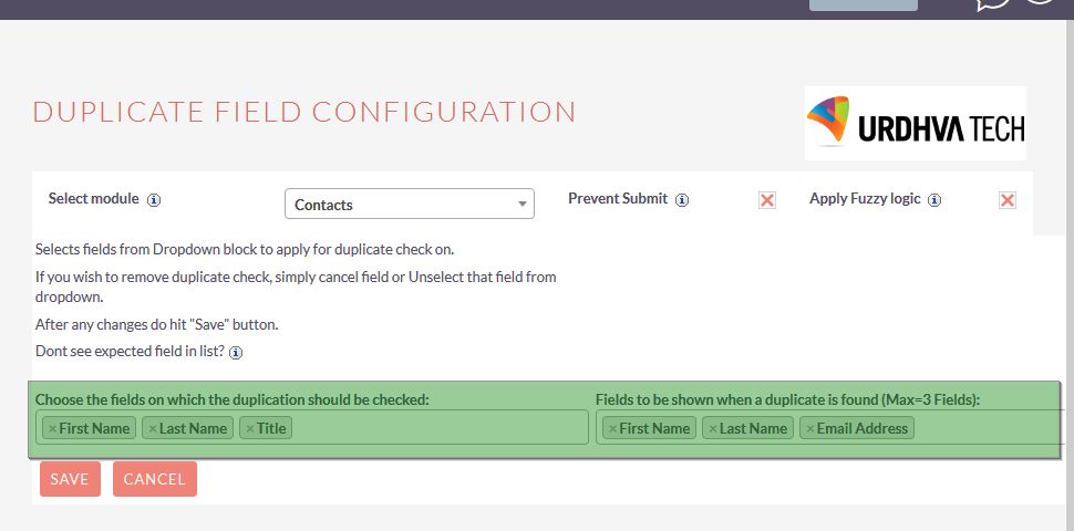 DupDetector Field Selection