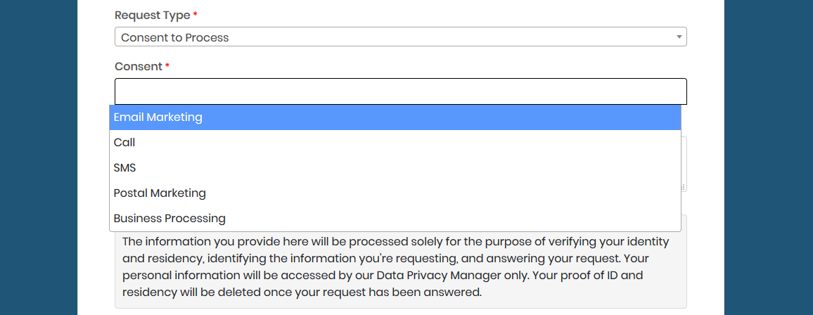 SuiteCRM GDPR request for consent to process