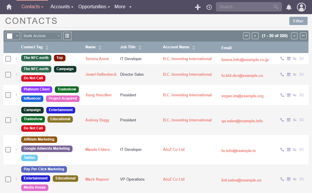 SuiteCRM tag management list view with search option SuiteCRM tag management list view with search option